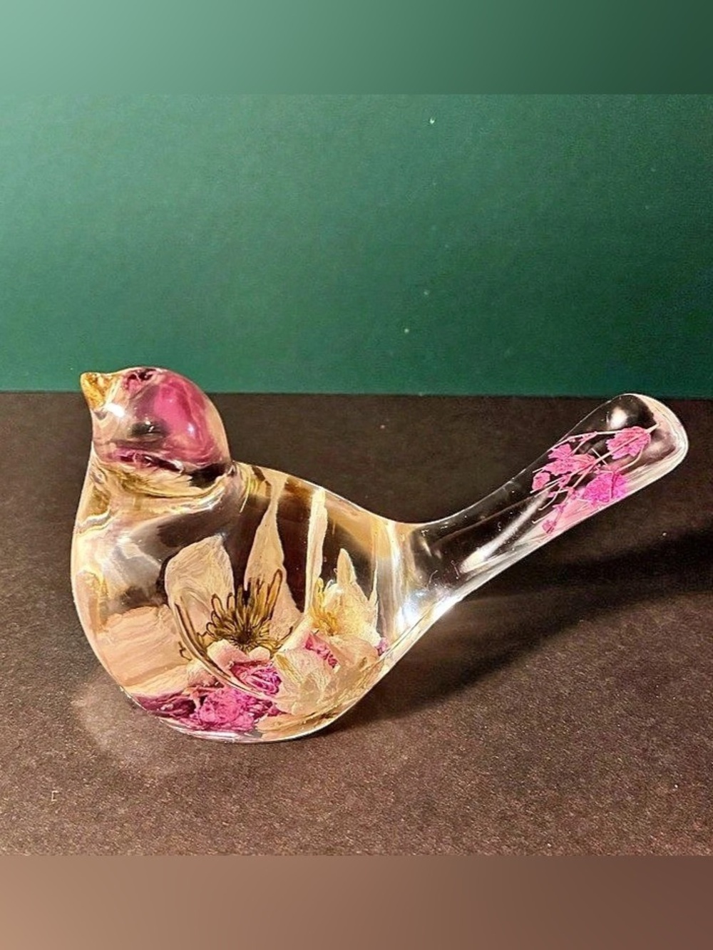 Handcrafted “Lavender Symphony” Botanical Resin Bird Figurine - Large